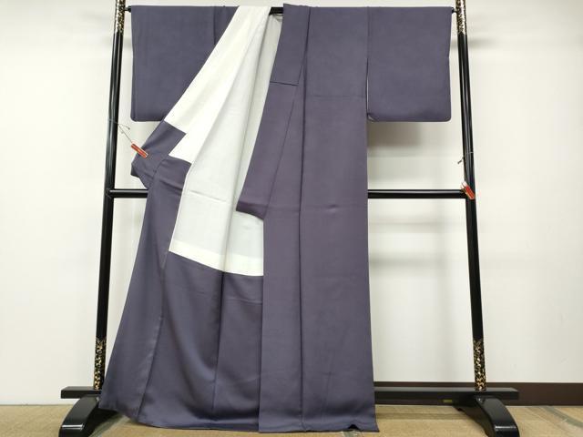 平和屋着物●上質な色無地　網目地紋　紫苑色　正絹　逸品　CABE7118ut
