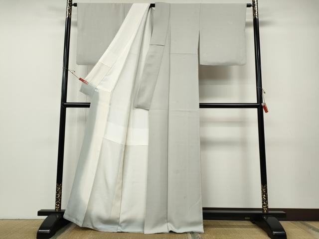平和屋着物●上質な色無地　作家物　七宝花地紋　素色　正絹　逸品　CABE7121ut