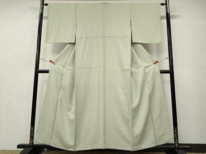 平和屋着物●上質な色無地　霞地紋　白緑色　正絹　逸品　CABE7122ut
