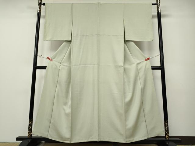 平和屋着物●上質な色無地　霞地紋　白緑色　正絹　逸品　CABE7122ut