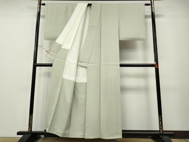 平和屋着物●上質な色無地　霞地紋　白緑色　正絹　逸品　CABE7122ut
