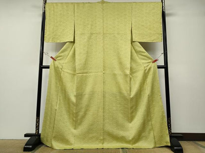 平和屋着物●名門　藤娘きぬたや・総絞り　杢目絞り　小紋　菱地紋　ロング丈　正絹　逸品　未使用　CABE7125ut
