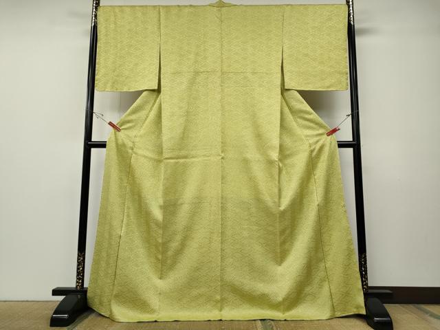 平和屋着物●名門　藤娘きぬたや・総絞り　杢目絞り　小紋　菱地紋　ロング丈　正絹　逸品　未使用　CABE7125ut