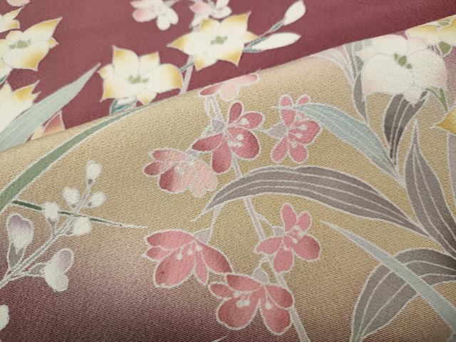 平和屋着物●訪問着　駒刺繍　草花文　暈し染め　ロング丈　正絹　逸品　CABE7126ut