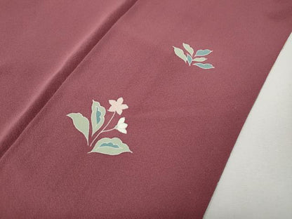 平和屋着物●訪問着　駒刺繍　草花文　暈し染め　ロング丈　正絹　逸品　CABE7126ut