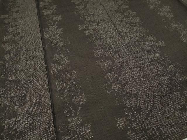 平和屋着物●結城紬　80亀甲　蔦の葉間道　正絹　逸品　CABE7127ut