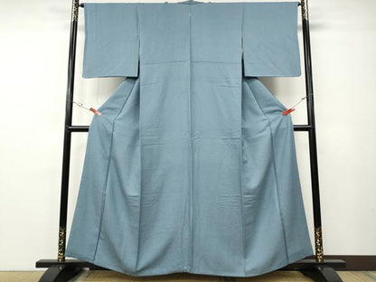平和屋着物●上質な色無地　霞地紋　浅縹色　正絹　逸品　CABE7131ut