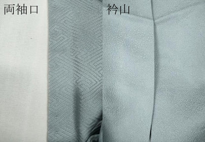 平和屋着物●上質な色無地　草花地紋　灰青色　正絹　逸品　CABE7133ut