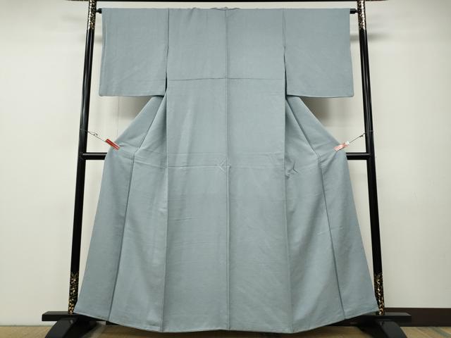 平和屋着物●上質な色無地　草花地紋　灰青色　正絹　逸品　CABE7133ut