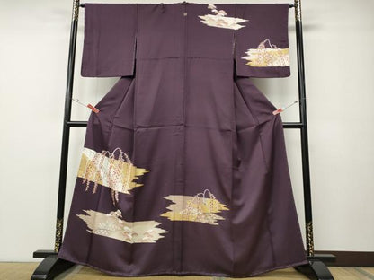 平和屋着物●訪問着　刺繍　渡橋枝垂れ花文　金彩　正絹　逸品　未使用　CABE7134ut
