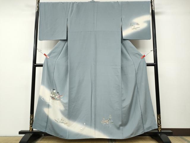 平和屋着物●訪問着　作家物　童子船草花文　暈し染め　正絹　逸品　CABE7139ut