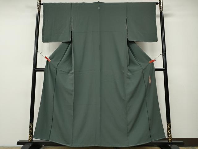 平和屋着物○染色作家 草野一騎 色無地 青鈍色 正絹 逸品 CABE7142ut