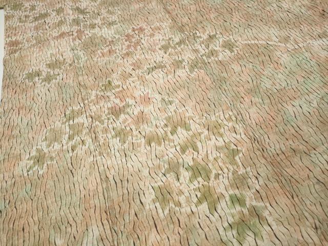 平和屋着物●訪問着　紬地　杢目絞り　枝葉文　三越扱い　正絹　逸品　CABE7146ut