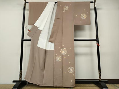 平和屋着物●訪問着　駒刺繍　宝尽くし花丸文　金彩　正絹　逸品　CABE7147ut