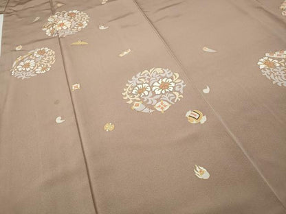 平和屋着物●訪問着　駒刺繍　宝尽くし花丸文　金彩　正絹　逸品　CABE7147ut