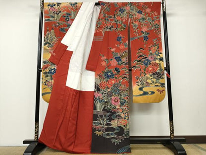 平和屋着物●手ざし京紅型染・宮崎紅型　宮崎良次　振袖　御所解花文　暈し染め　正絹　逸品　CABE7148ut