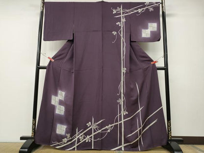 平和屋着物●訪問着　市松瓢箪蔦の葉文　蛍暈し　銀彩　正絹　逸品　CABE7152ut