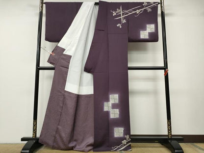 平和屋着物●訪問着　市松瓢箪蔦の葉文　蛍暈し　銀彩　正絹　逸品　CABE7152ut