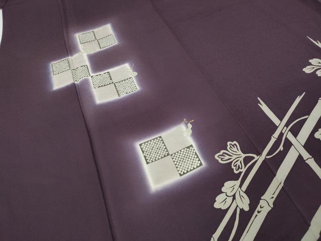平和屋着物●訪問着　市松瓢箪蔦の葉文　蛍暈し　銀彩　正絹　逸品　CABE7152ut