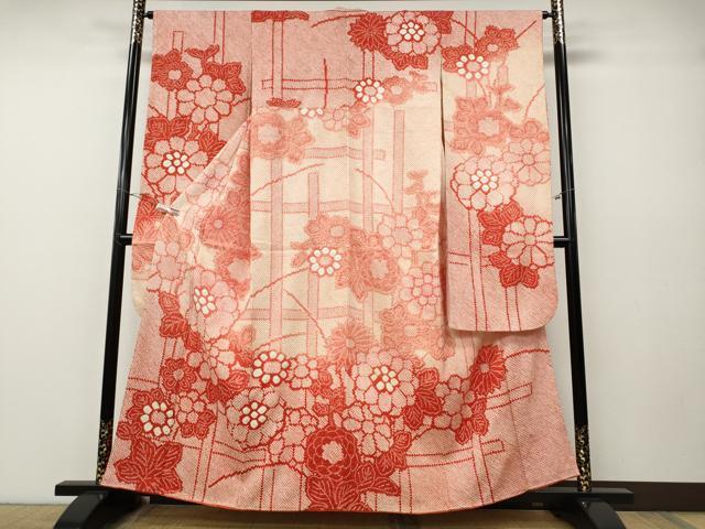 平和屋着物●豪華振袖　総絞り　草花文　暈し染め　正絹　逸品　CABE7154ut