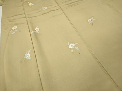 平和屋着物●訪問着　駒刺繍　草花文　三越扱い　正絹　逸品　CABE7155ut