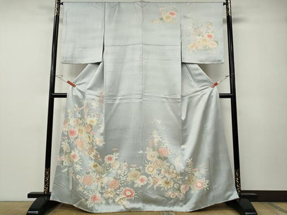 平和屋着物●訪問着　駒刺繍　草花尽くし　金彩　正絹　逸品　CABE7158ut