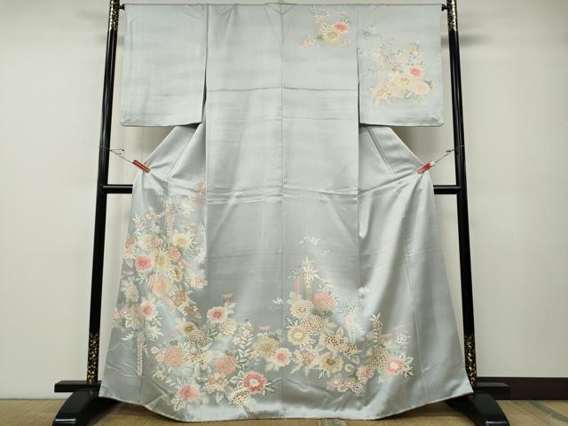 平和屋着物●訪問着　駒刺繍　草花尽くし　金彩　正絹　逸品　CABE7158ut