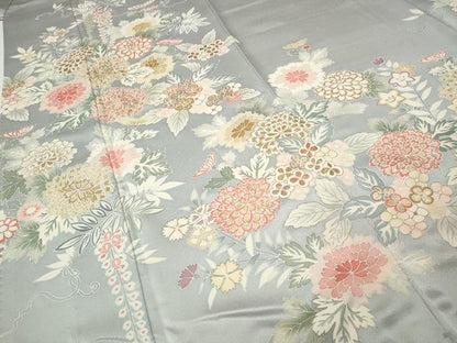 平和屋着物●訪問着　駒刺繍　草花尽くし　金彩　正絹　逸品　CABE7158ut