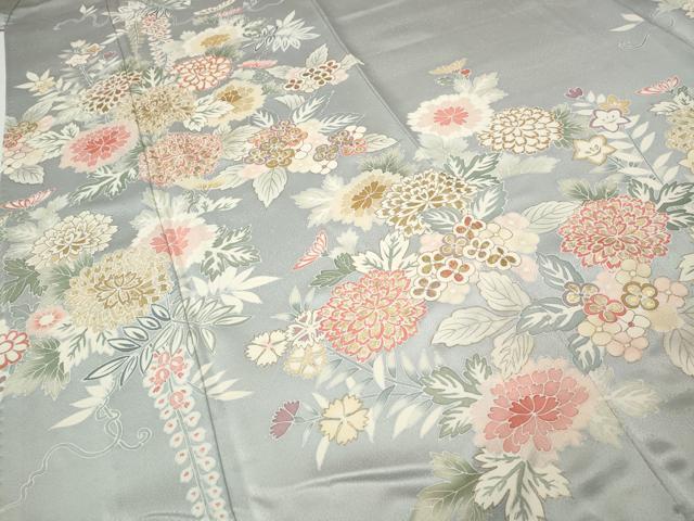 平和屋着物●訪問着　駒刺繍　草花尽くし　金彩　正絹　逸品　CABE7158ut