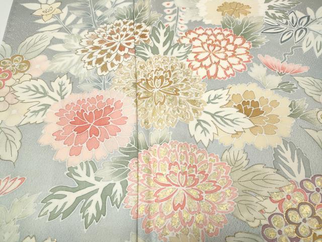 平和屋着物●訪問着　駒刺繍　草花尽くし　金彩　正絹　逸品　CABE7158ut