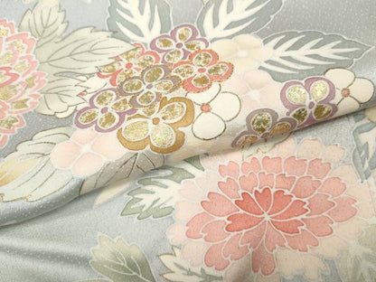 平和屋着物●訪問着　駒刺繍　草花尽くし　金彩　正絹　逸品　CABE7158ut