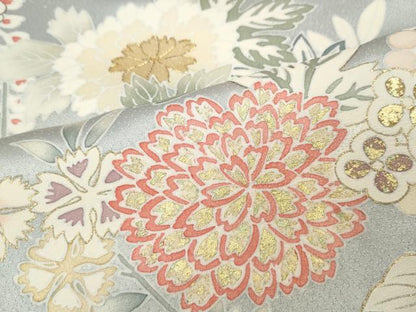 平和屋着物●訪問着　駒刺繍　草花尽くし　金彩　正絹　逸品　CABE7158ut