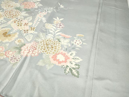 平和屋着物●訪問着　駒刺繍　草花尽くし　金彩　正絹　逸品　CABE7158ut