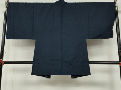 平和屋着物●男性　紬・髭紬羽織セット　留紺色　正絹　逸品　CABE7162ut