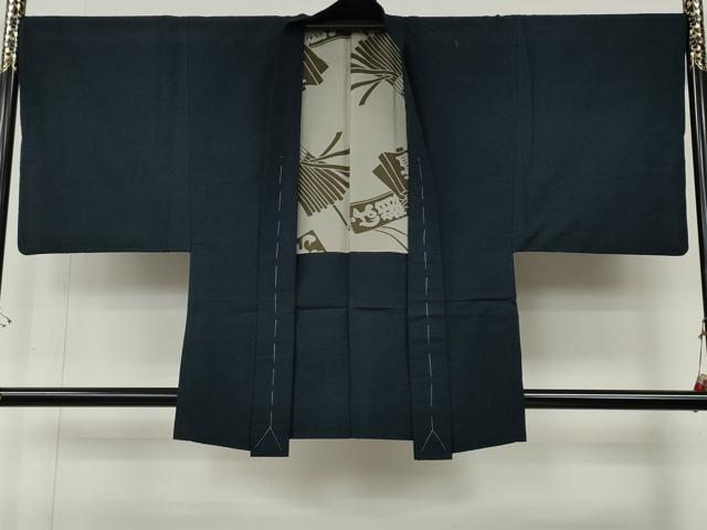 平和屋着物●男性　紬　アンサンブル　長襦袢セット　藍鉄色　正絹　逸品　CABE7164ut