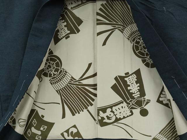 平和屋着物●男性　紬　アンサンブル　長襦袢セット　藍鉄色　正絹　逸品　CABE7164ut