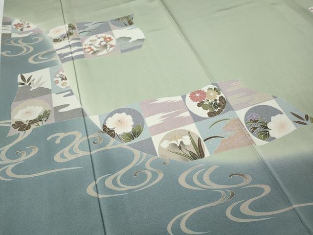 平和屋着物●訪問着　駒刺繍　流水吉祥丸文　暈し染め　正絹　逸品　CABE7166ut