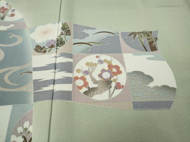 平和屋着物●訪問着　駒刺繍　流水吉祥丸文　暈し染め　正絹　逸品　CABE7166ut