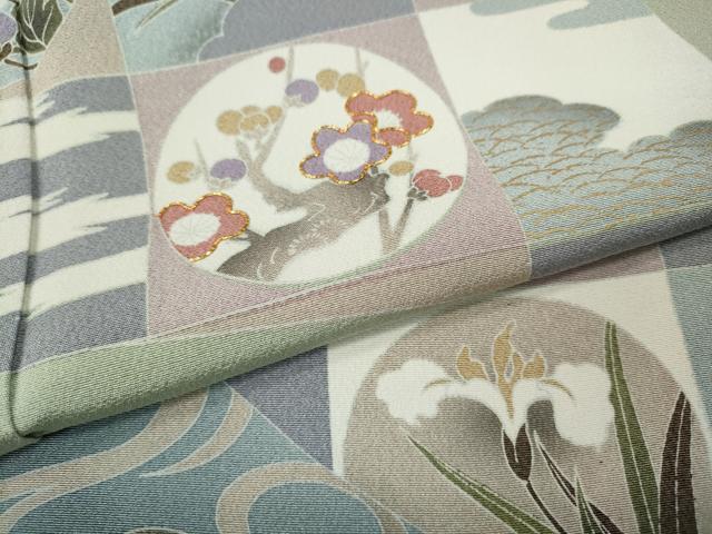 平和屋着物●訪問着　駒刺繍　流水吉祥丸文　暈し染め　正絹　逸品　CABE7166ut