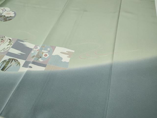 平和屋着物●訪問着　駒刺繍　流水吉祥丸文　暈し染め　正絹　逸品　CABE7166ut