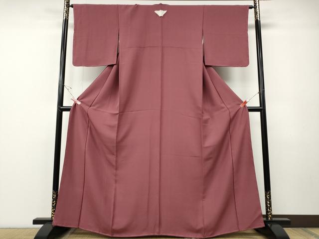 平和屋着物●上質な色無地　霞地紋　長春色　正絹　逸品　未使用　CABE7168ut