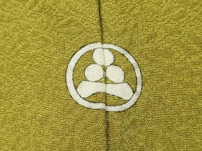 平和屋着物●上質な色無地　舞菊地紋　緑黄色　正絹　逸品　CABE7169ut