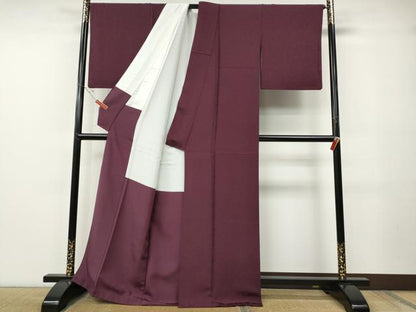 平和屋着物●上質な色無地　花唐草地紋　京紫色　正絹　逸品　CABE7170ut