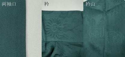 平和屋着物●上質な色無地　草花地紋　錆浅葱色　正絹　逸品　CABE7172ut