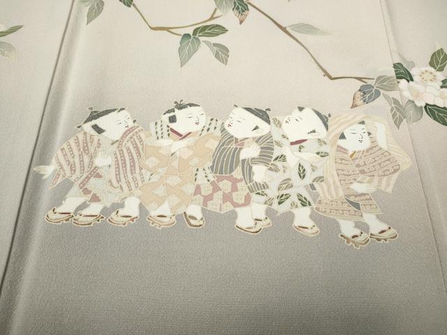 平和屋着物●訪問着　友禅　作家物　童子遊び　枝花文　暈し染め　正絹　逸品　CABE7178ut