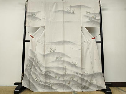 平和屋着物●訪問着　作家物　草木文　たたき染め　金彩　正絹　逸品　CABE7179ut