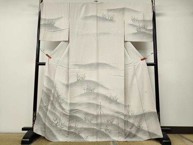 平和屋着物●訪問着　作家物　草木文　たたき染め　金彩　正絹　逸品　CABE7179ut