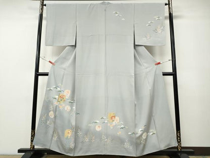 平和屋着物●訪問着　雪輪草花文　暈し染め　金彩　正絹　逸品　CABE7180ut