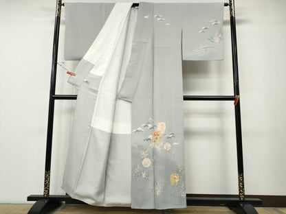 平和屋着物●訪問着　雪輪草花文　暈し染め　金彩　正絹　逸品　CABE7180ut