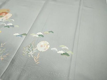 平和屋着物●訪問着　雪輪草花文　暈し染め　金彩　正絹　逸品　CABE7180ut